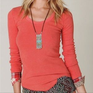 Rare Free People We The Free Lou contrast flannel cuff thermal. S